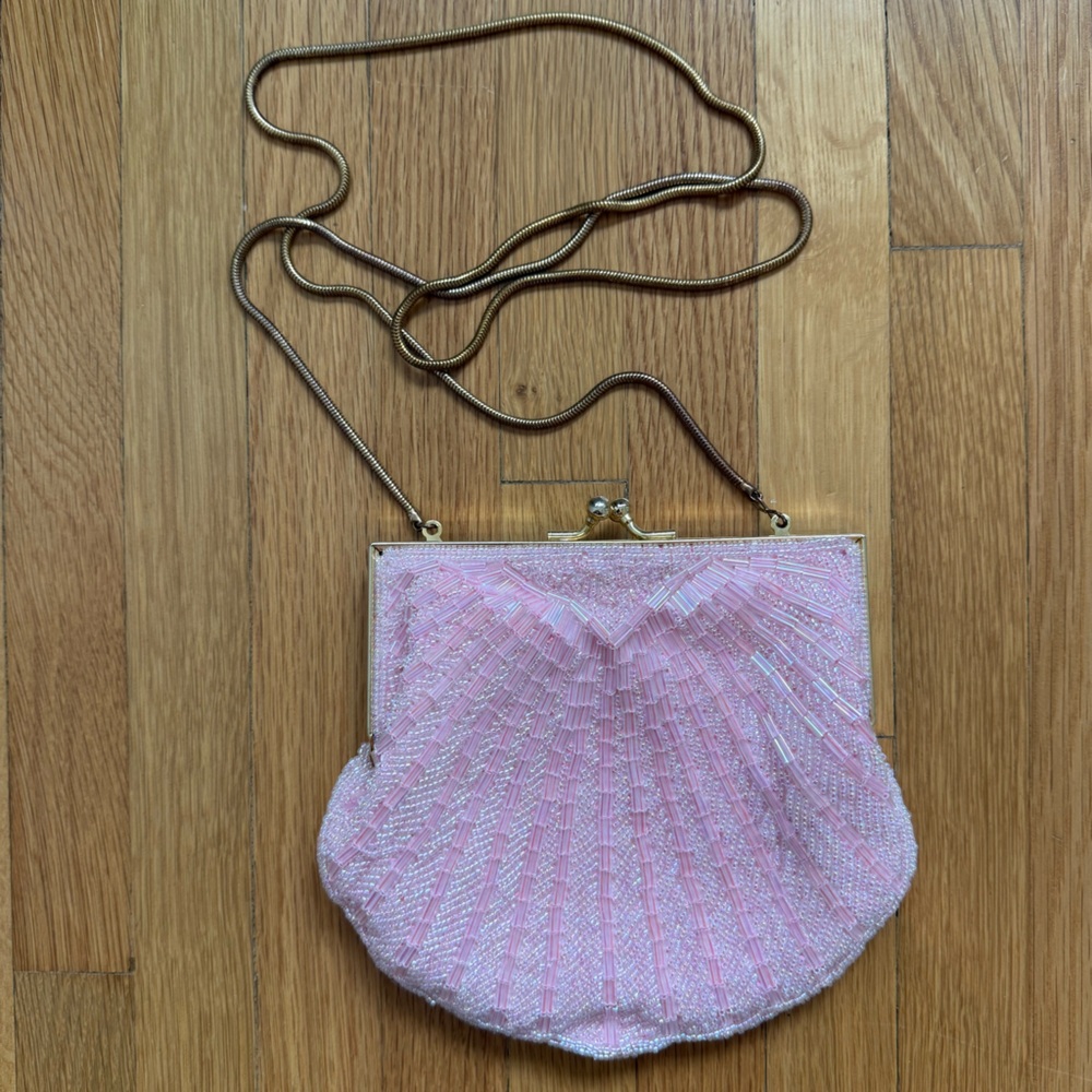 Beaded pink clutch